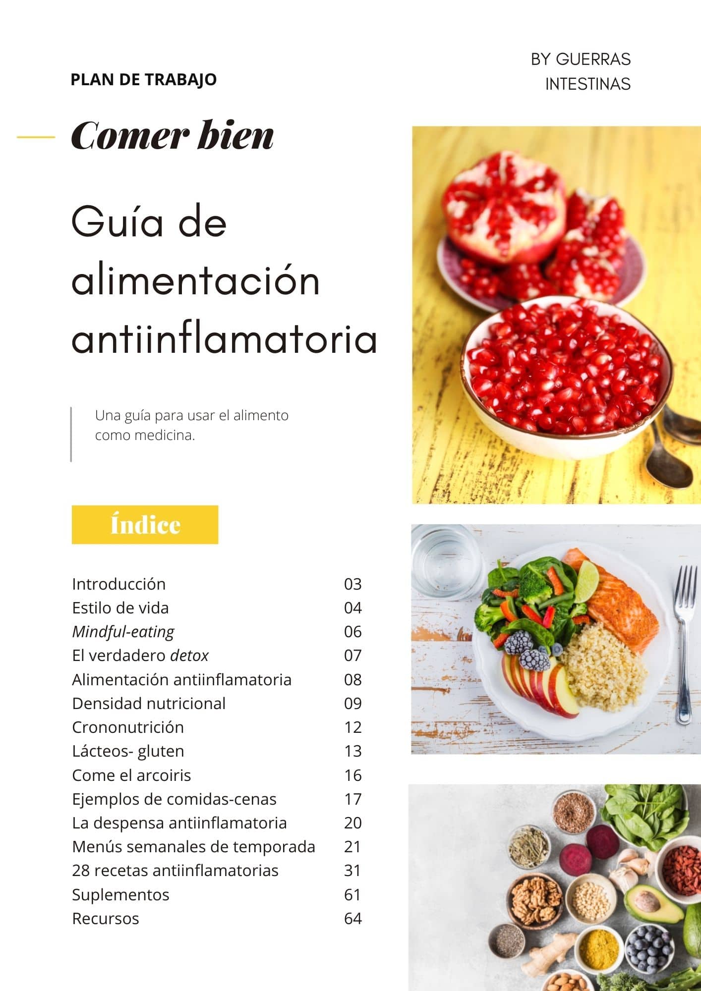 Índice Comer bien guía Alimentación antiinflamatoria by guerrasintestinas